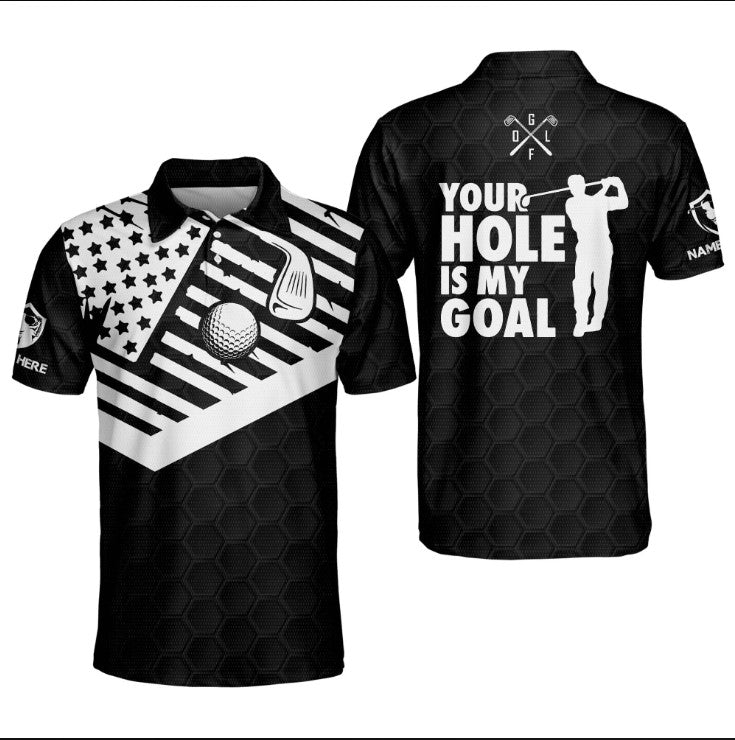 Men’s Personalized Golf Polo Shirt with Swinging, Swearing, Drinking, and Repeating Design for Golf Players – GP381