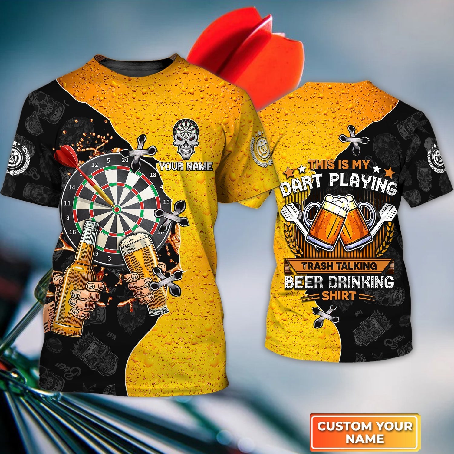 Personalized Name 3D Tshirt For Darts Player, This Is My Dart Playing Trash Talking Beer Drinking – DT101