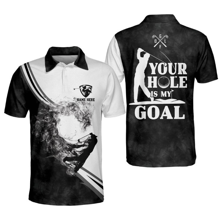 Customized Men’s Polo Shirt with “Your Hole Is My Goal” Golf Design: Perfect Golf Shirt and Gift for Golf Players – GP391