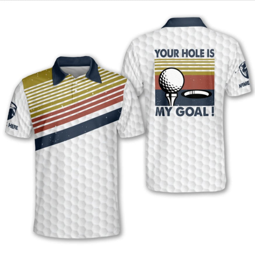 Personalized Polo Shirt for Men with “Your Hole Is My Goal” Golf Design: Perfect Gift for Golf Players – GP392