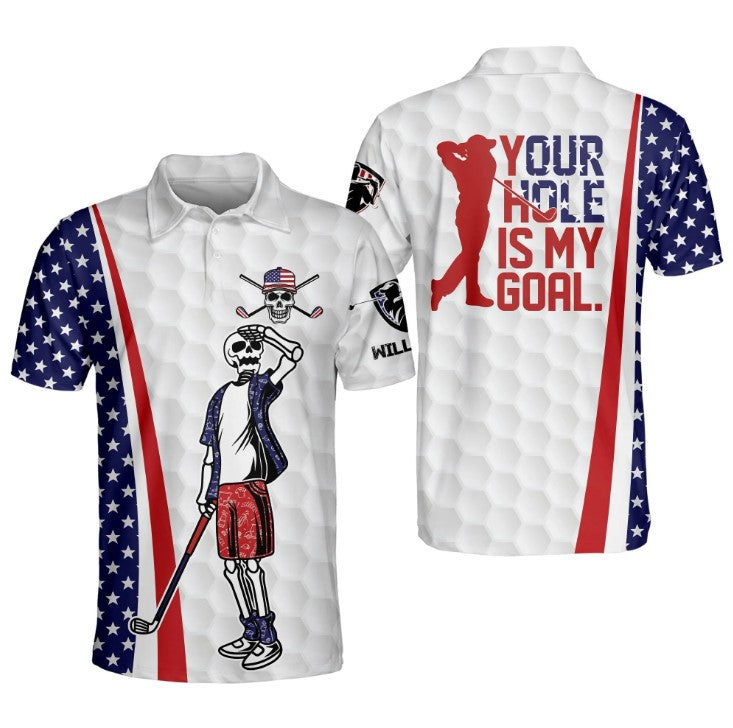 Customized Polo Shirt with American Flag Design for Men’s Golf Team, Ideal Gift for Golfers – GP395