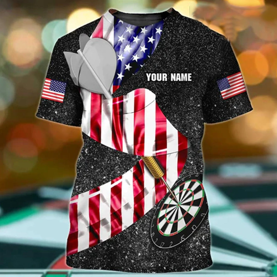 Darts Paint Splash Personalized Name 3D Tshirt For Dart Player Dart Shirt Gift For Dart Lover – DT090
