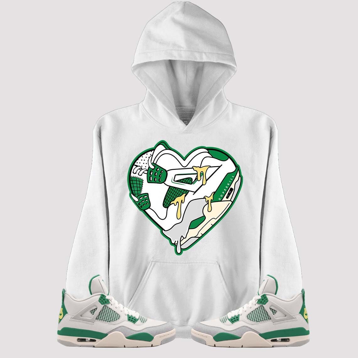 pine green 4s sb l unisex hoodie heart jordan 4 graphic wnel0