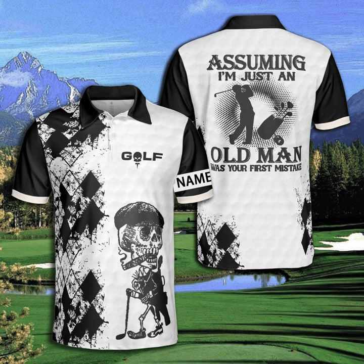 Polo Shirt with Golf Assumption of Old Man as Your First Mistake – Personalized for Men’s Golf – GP446