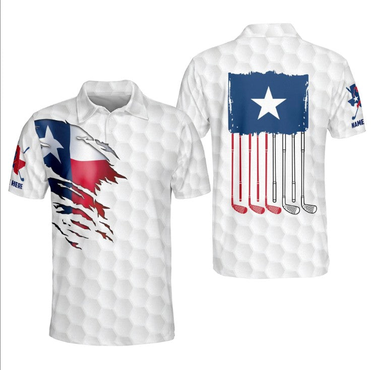 polo shirt with texas flag design for golf gp343 kl8ez