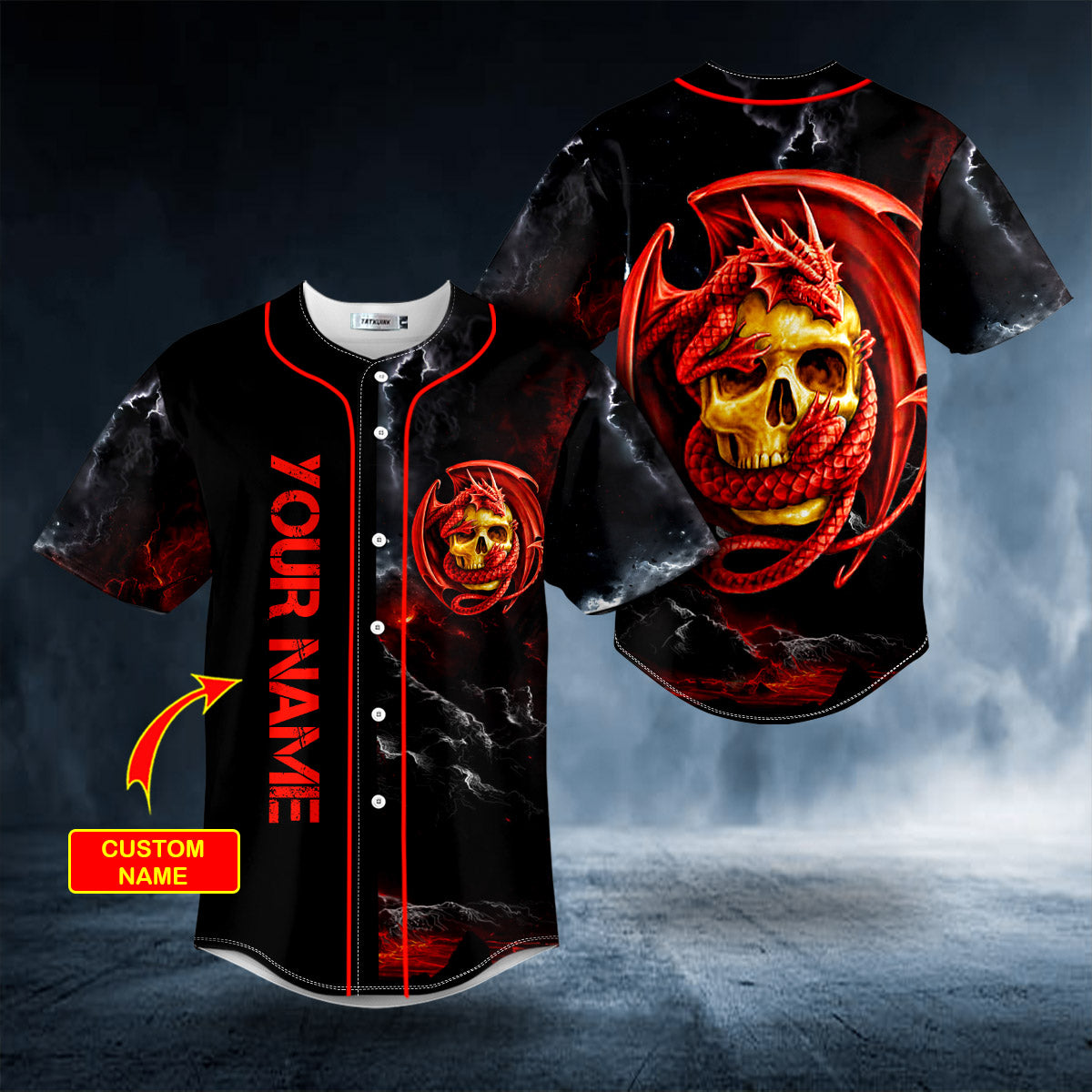 red celtic dragon skull custom baseball jersey bsj 589 1jgw2