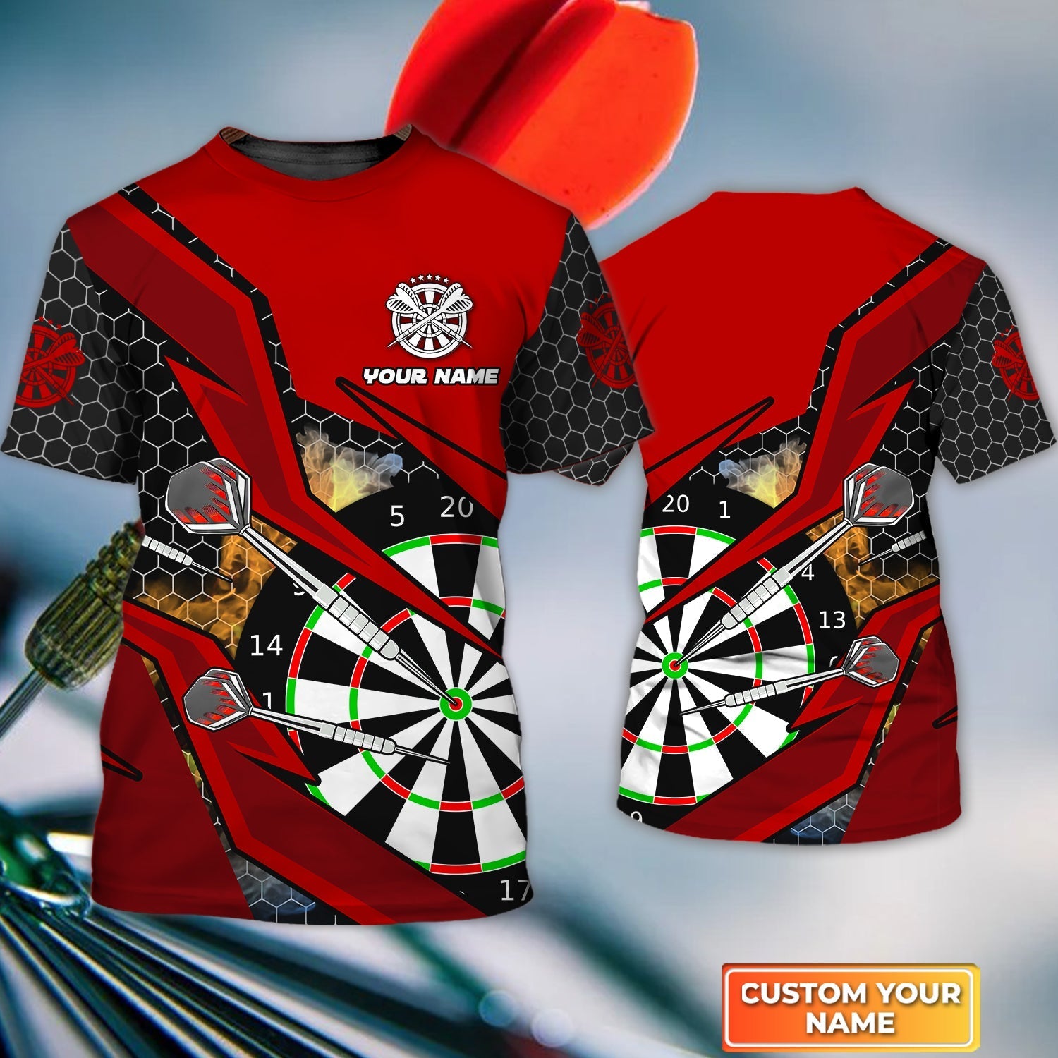 red darts 3d all over printed personalized name 3d tshirt for darts player dt105 wmcat