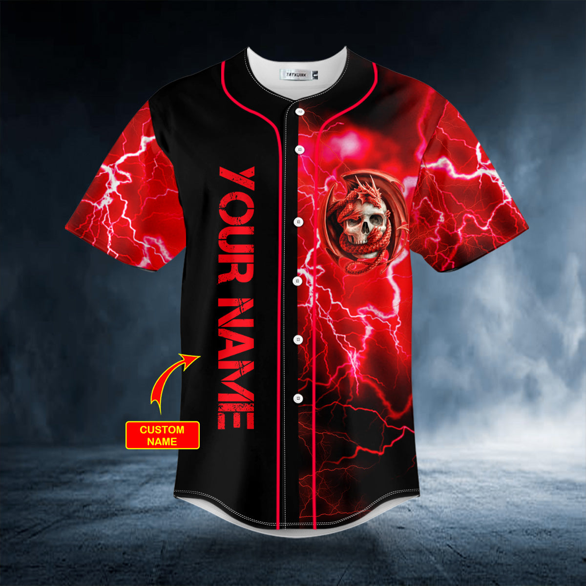 red gothic dragon skull custom baseball jersey bsj 874 usolh