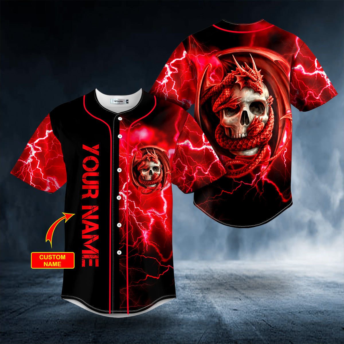 red gothic dragon skull custom baseball jersey bsj 874 z1ntk
