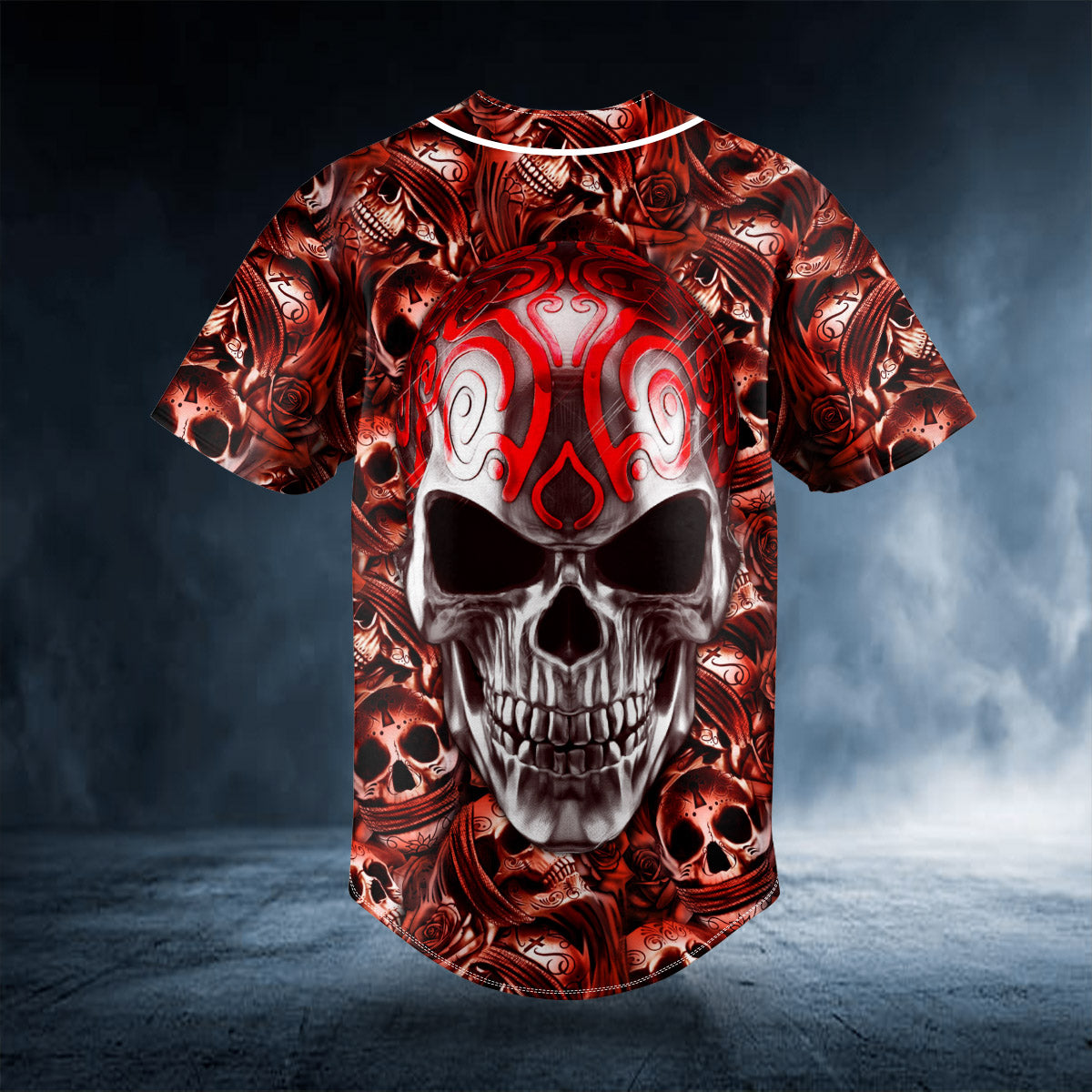 red metal tribal skull custom baseball jersey bsj 922 ruz5e