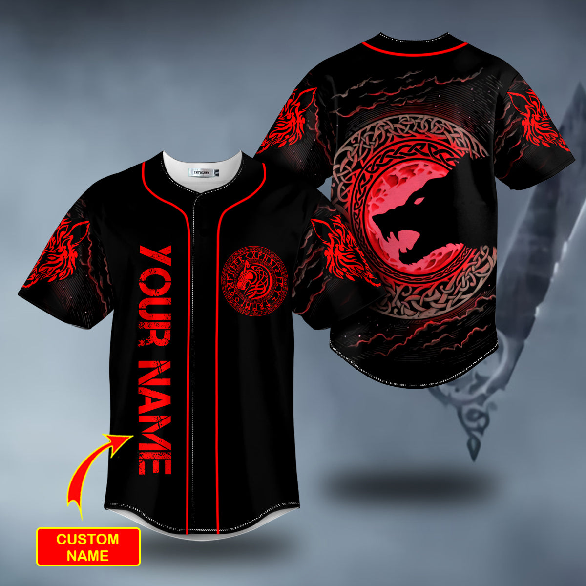 red moon wolf viking tattoo custom baseball jersey bsj 977 3dk9q