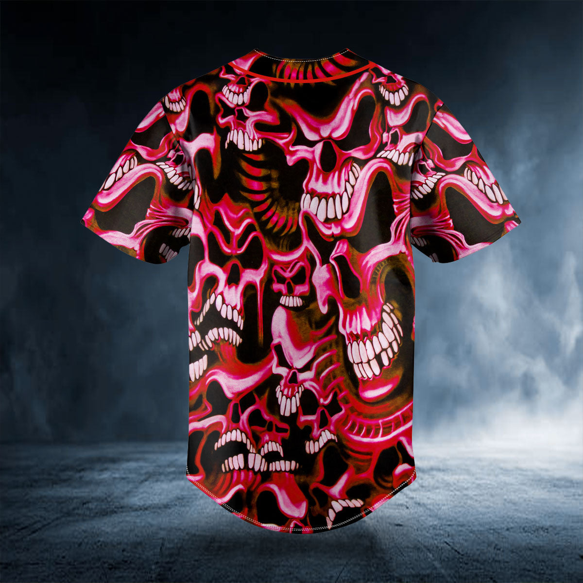 red smile pattern skull custom baseball jersey bsj 953 tlglt