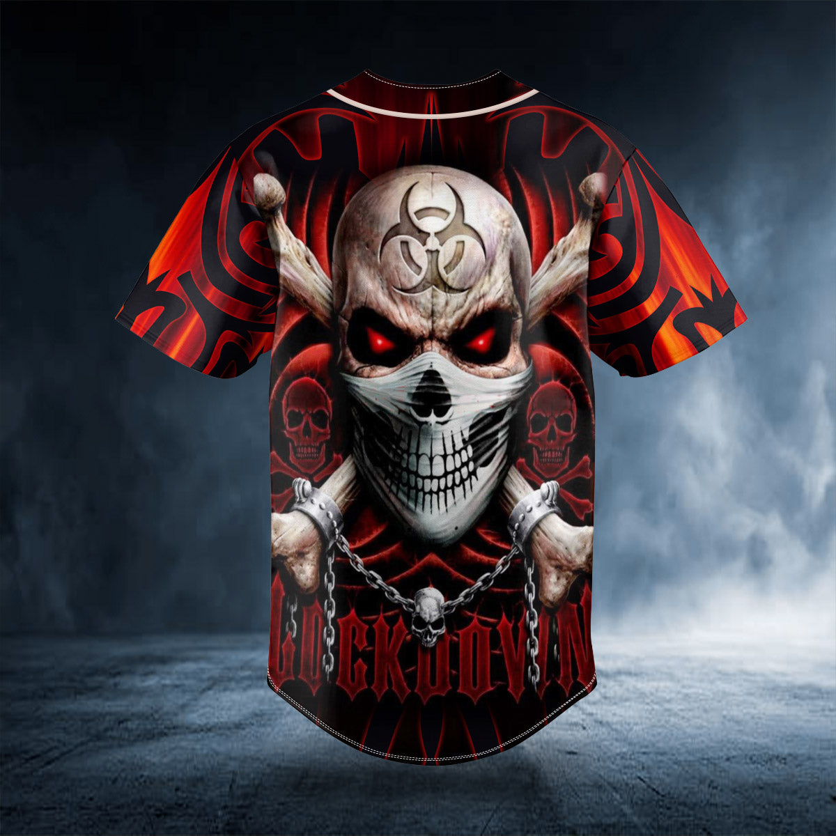 red tribal tattoos lockdown biohazard skull baseball jersey bsj 566 kwczn