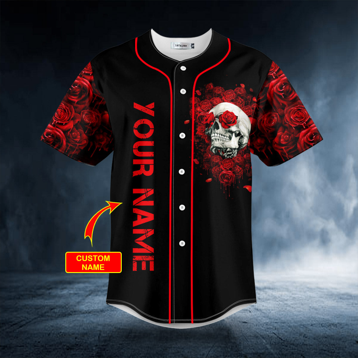 Rose Skull Custom Baseball Jersey | BSJ-852
