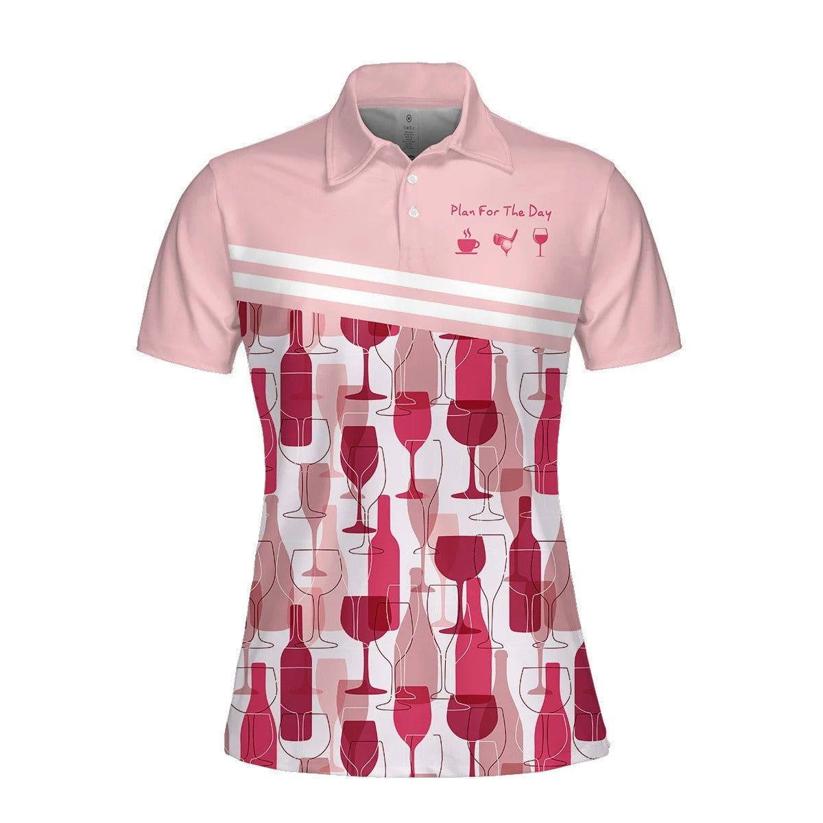 Seamless Pattern of Woman’s Polo Shirt with Coffee, Golf, and Wine Day Plan – GP455