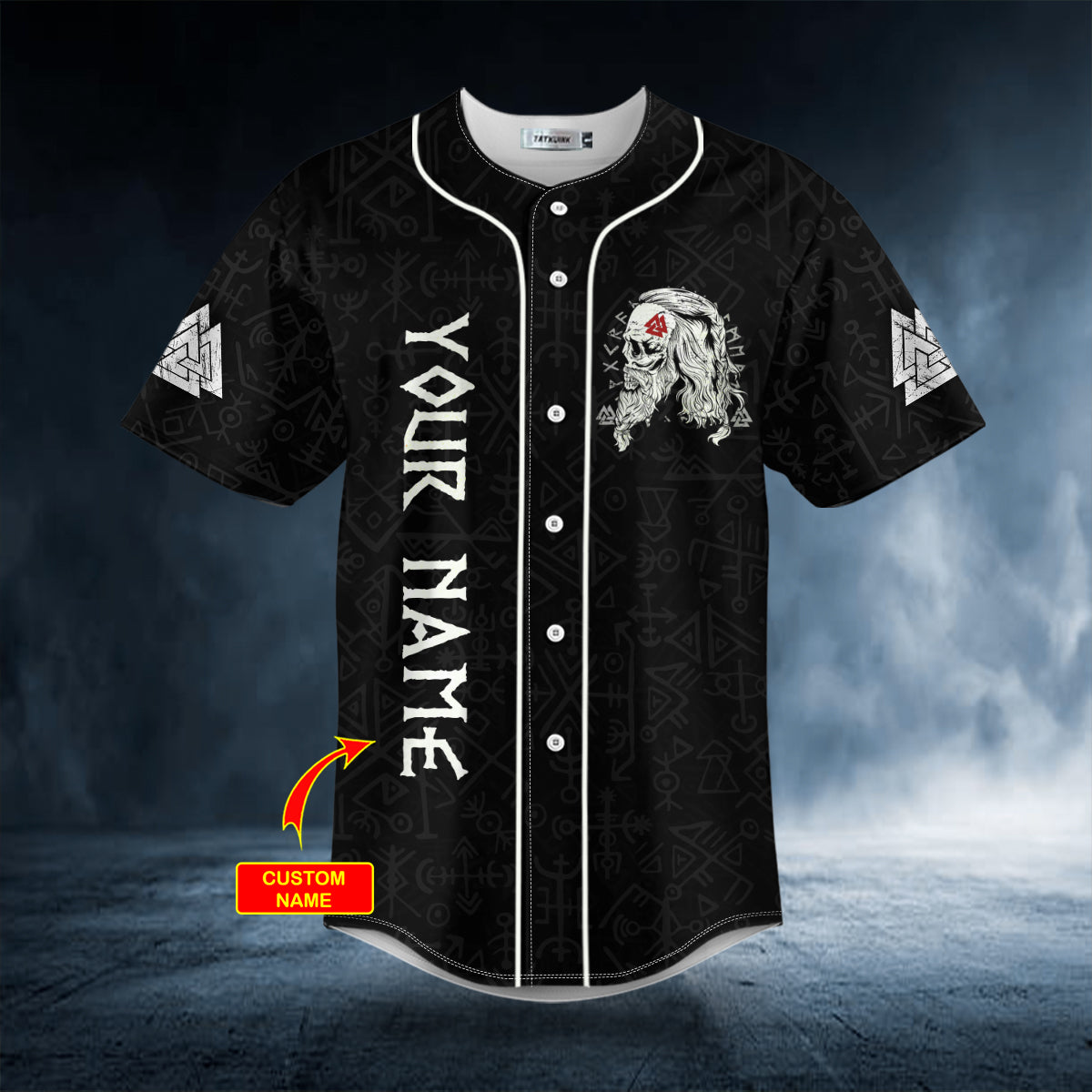See You In Valhalla Valknut Viking Skull Custom Baseball Jersey | BSJ-884