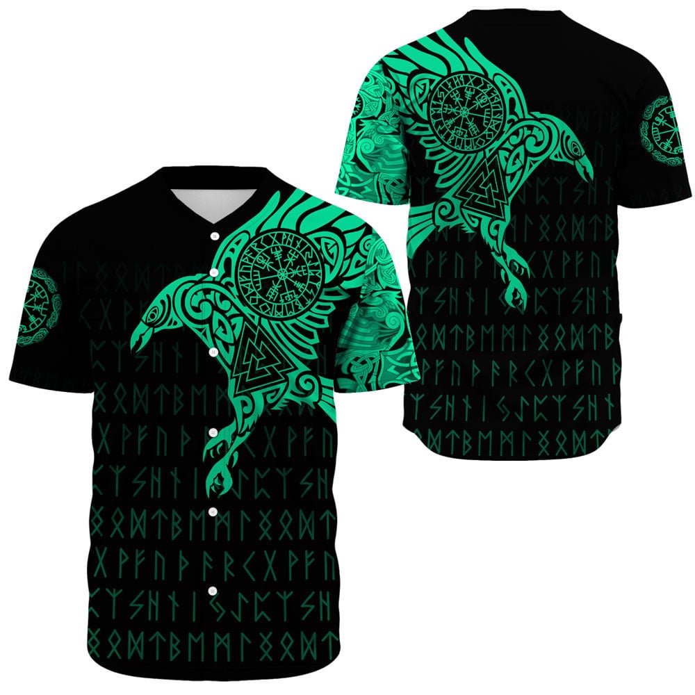 the green cyan version of the raven of odin tattoo on wonder print clothings baseball jerseybsj 483 dpva7