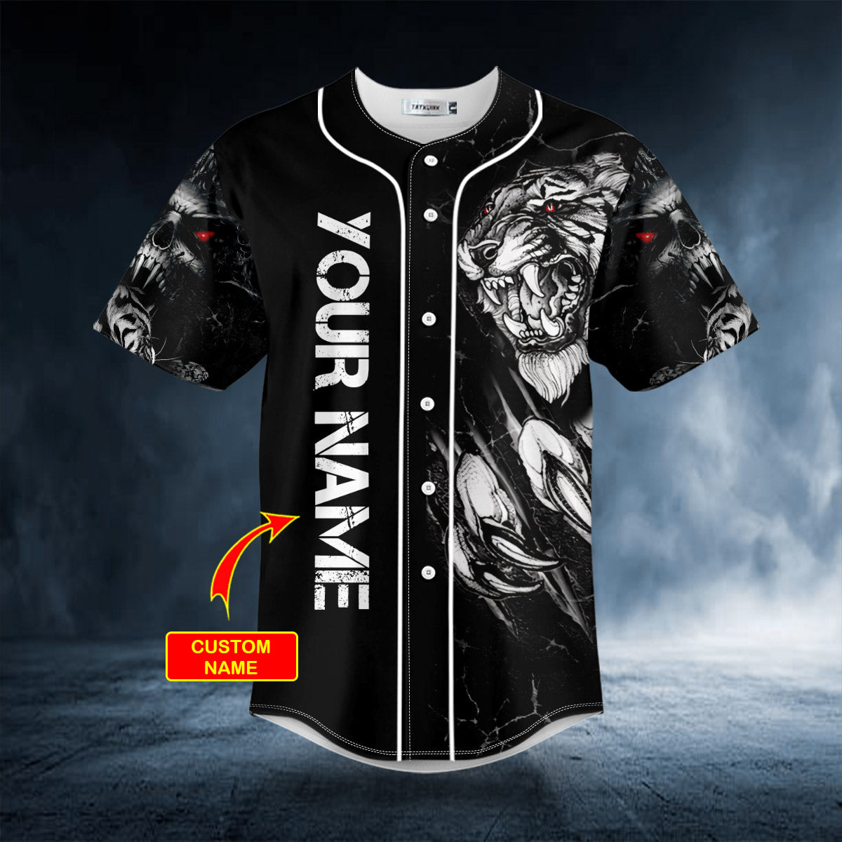 tiger over skull custom baseball jersey bsj 960 ct6be