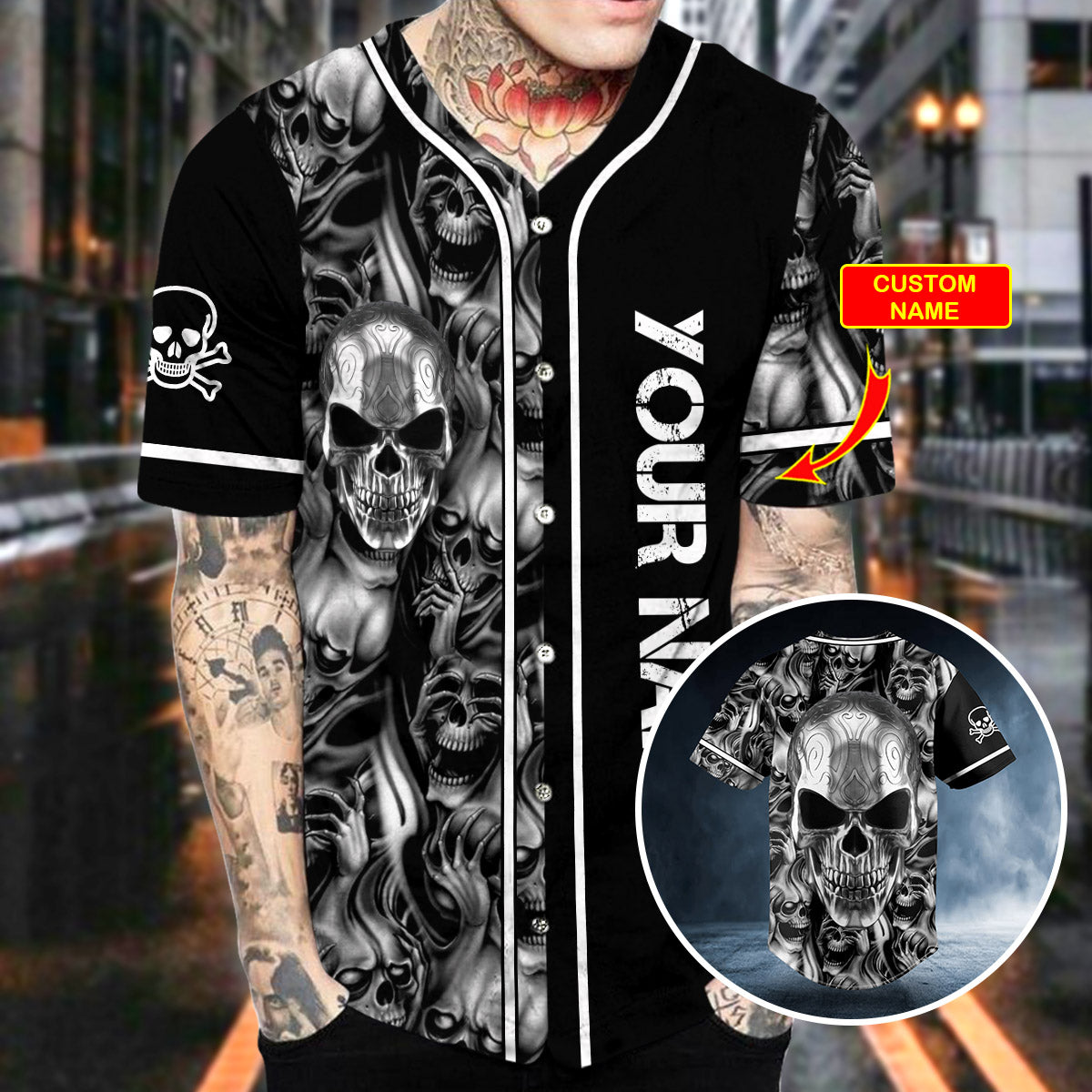 tribal tattoos metal skull custom baseball jersey bsj 745 ax0bn