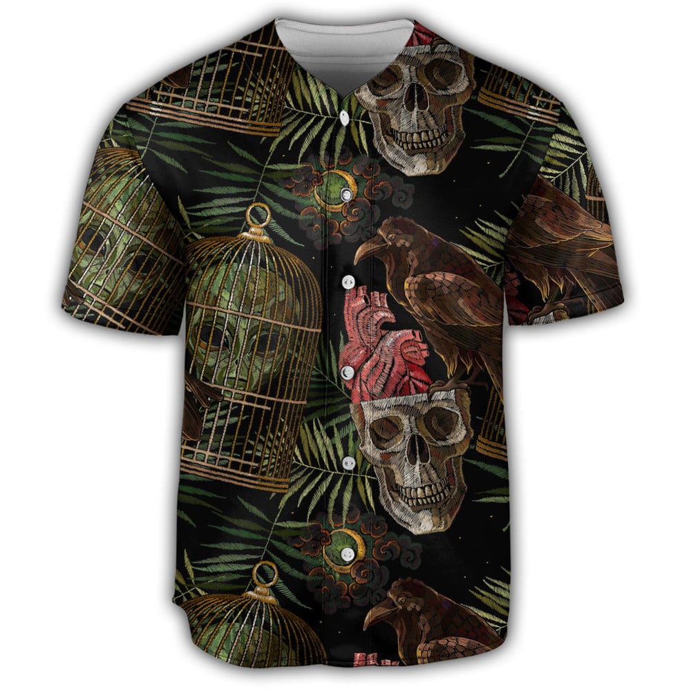 Tropical Leaf Skull Alien Baseball Jersey: A Stylish and Unique Addition to Your WardrobeBSJ-407