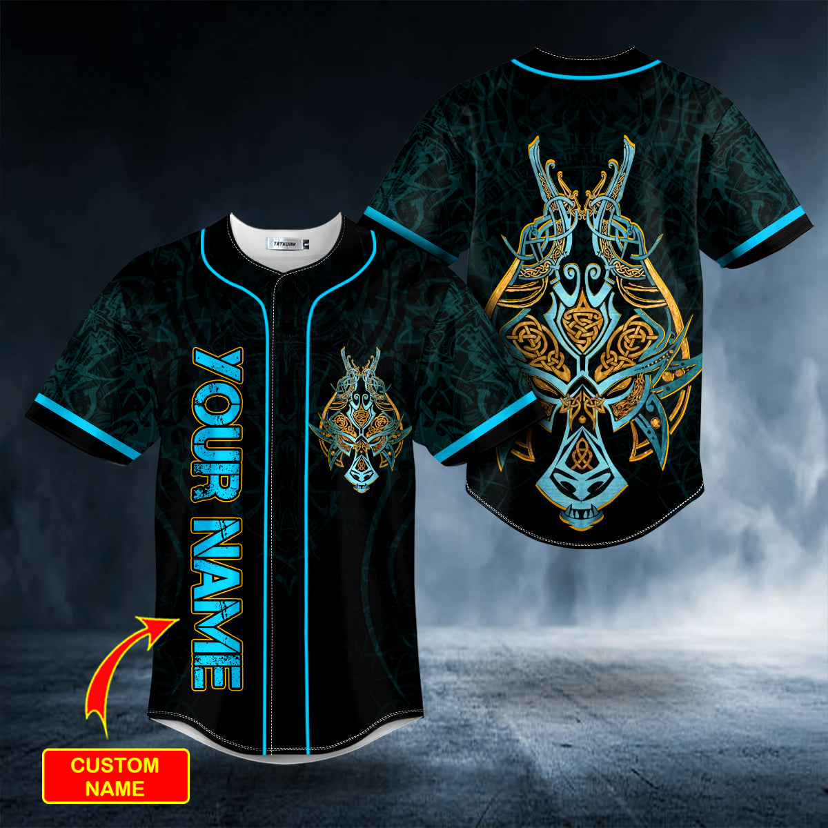 ulfhednar king viking blue tattoo custom baseball jersey bsj 986 slndi