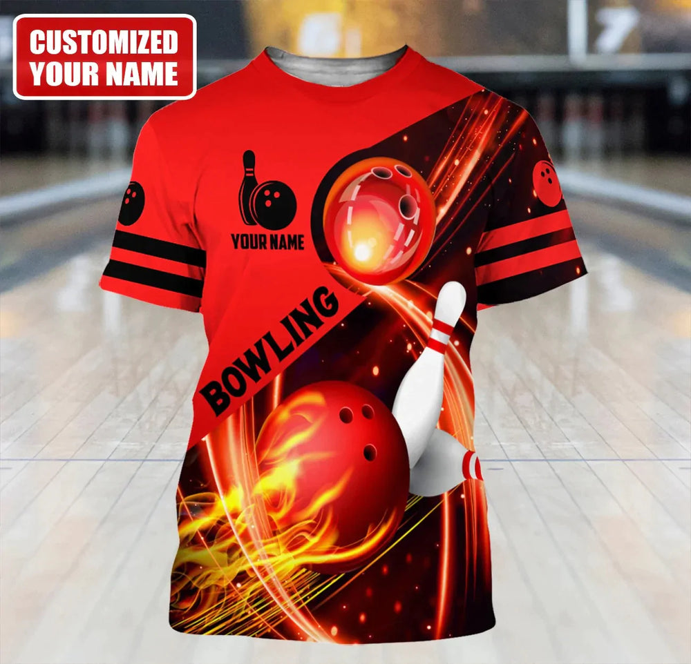 Unisex Custom Red Bowling 3D All Over Print Shirt for Men and Women – BT008