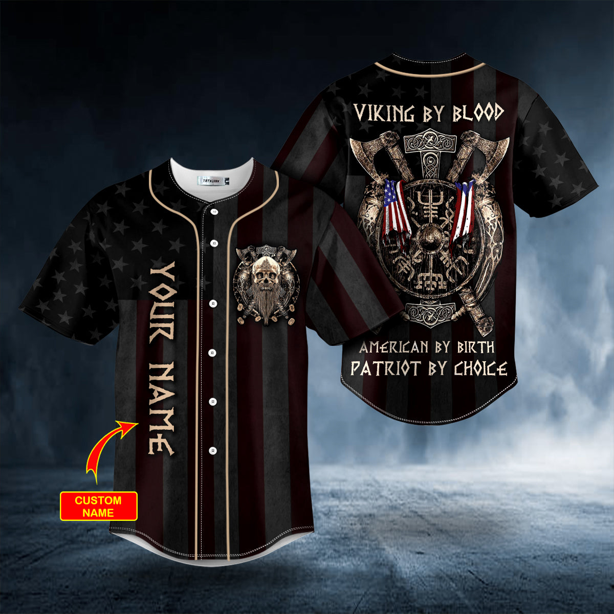 viking by blood american by birth patriot by choice skull personalized baseball jersey bsj 518 kvuj8