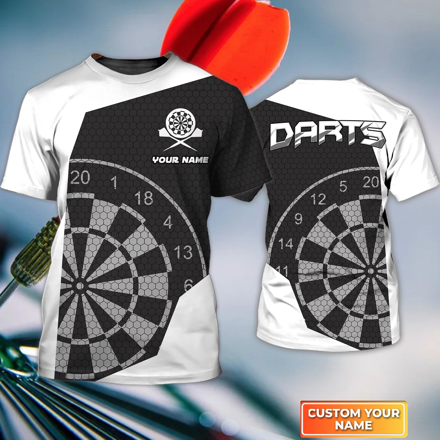 Red Darts 3D all over printed, Personalized Name 3D Tshirt For Darts Player – DT105