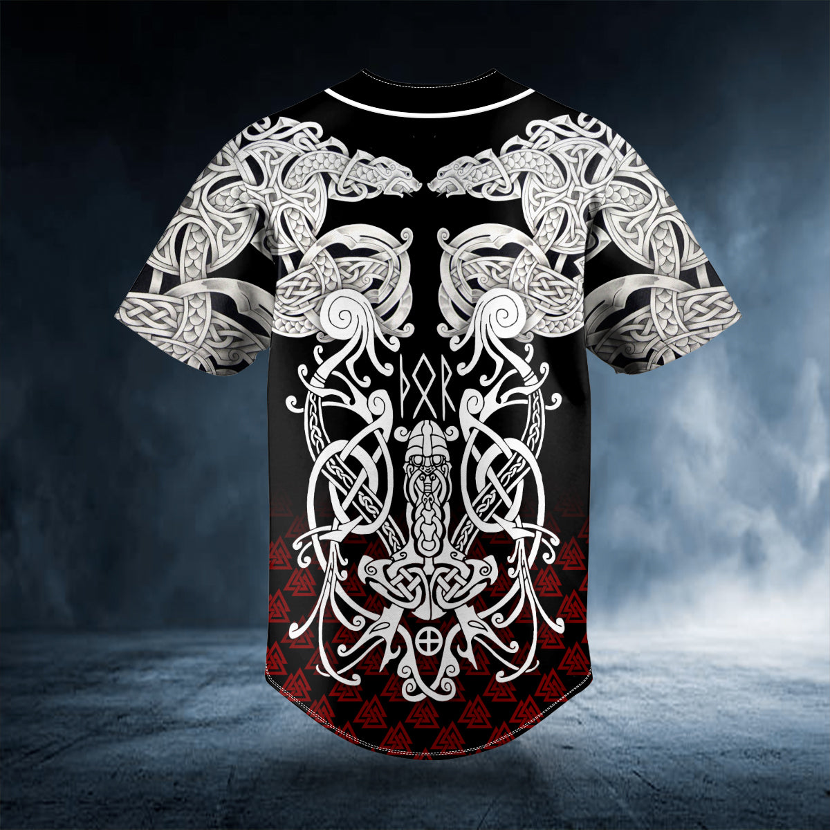 White Odin Viking King Tribal Tattoos Custom Baseball Jersey | BSJ-1052