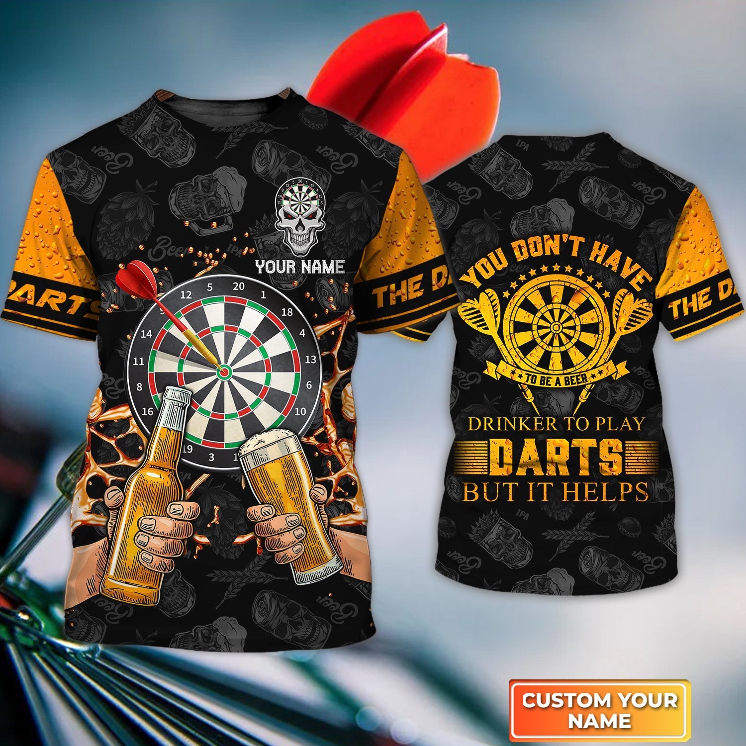 Who Needs Therapy When You Have Beer And Darts, Personalized Name 3D Tshirt For Darts Player – DT098