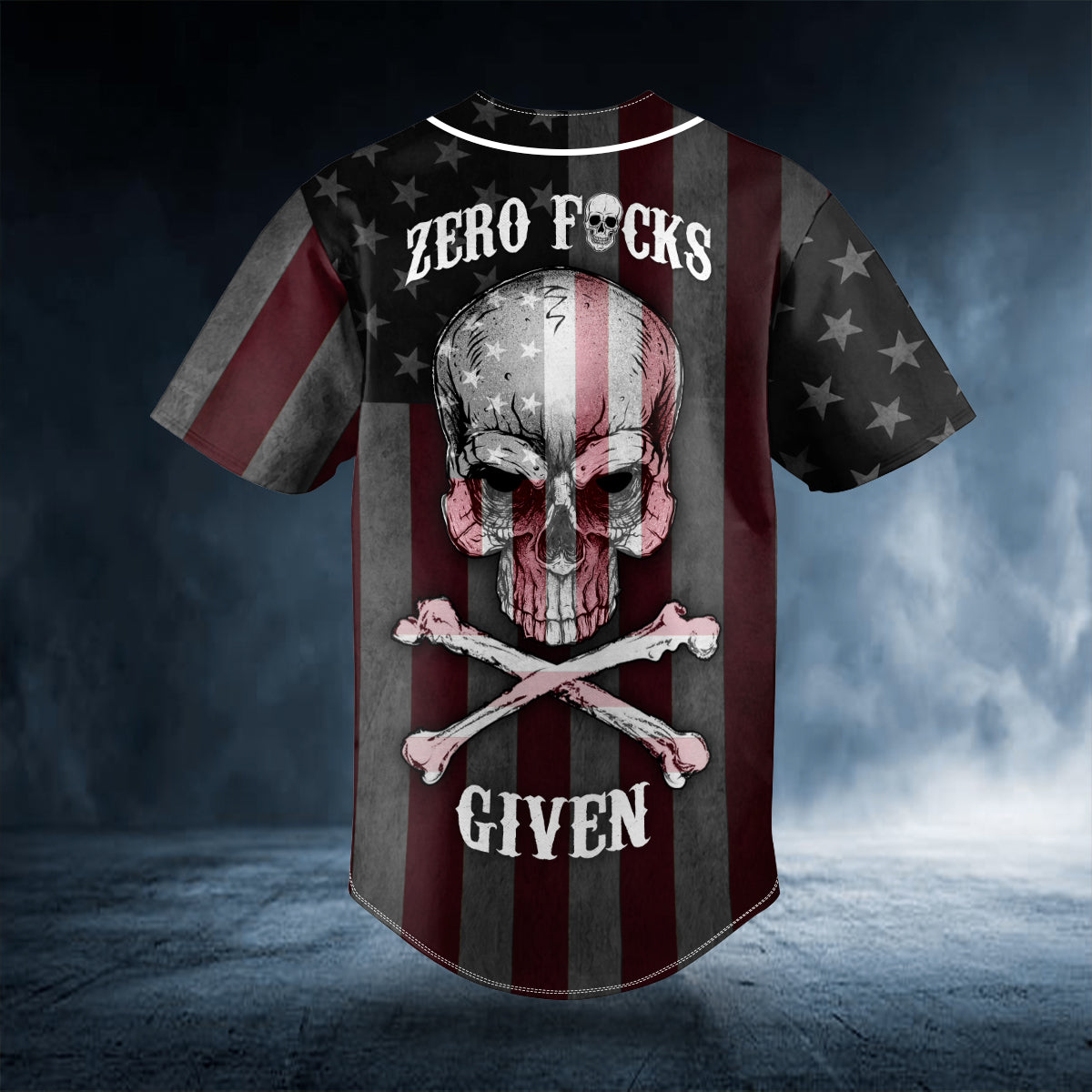 zero f given american flag skull custom baseball jersey bsj 648 onhxb