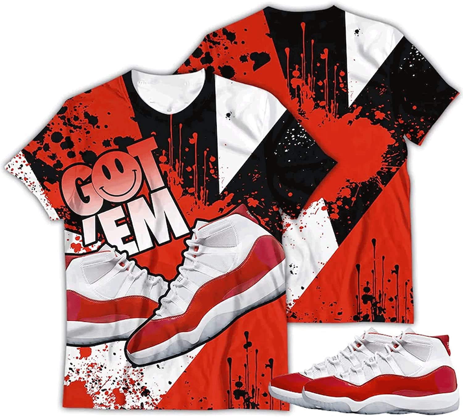 3D Painted Shirt to Match Jordan 11 Retro Cherry, Tee Matching for Sneaker 11 Retro Cherry, Tee Gift for Sneaker Jordan 11 Retro Cherry – JOT043