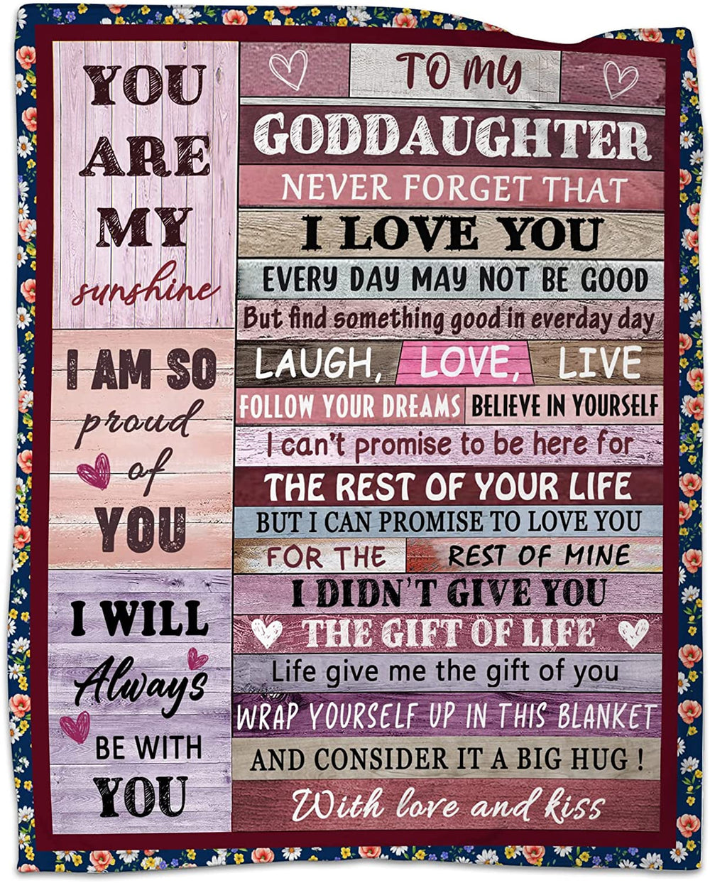 Christian Gifts for Christmas Birthday: Goddaughter Throw Blanket with Believe Design from Godmother and Godfather – JEB018