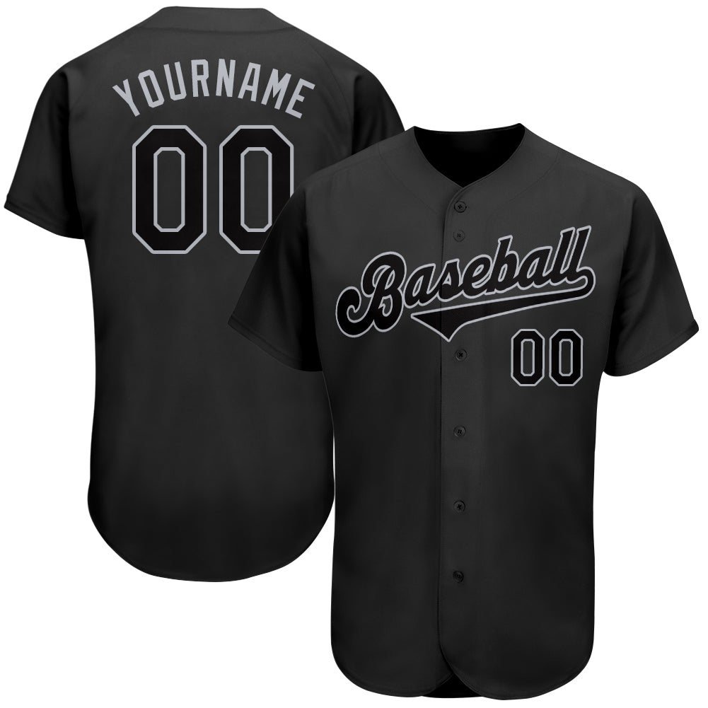 Custom Black Black-Gray Authentic Baseball Jersey | CBJ-0022