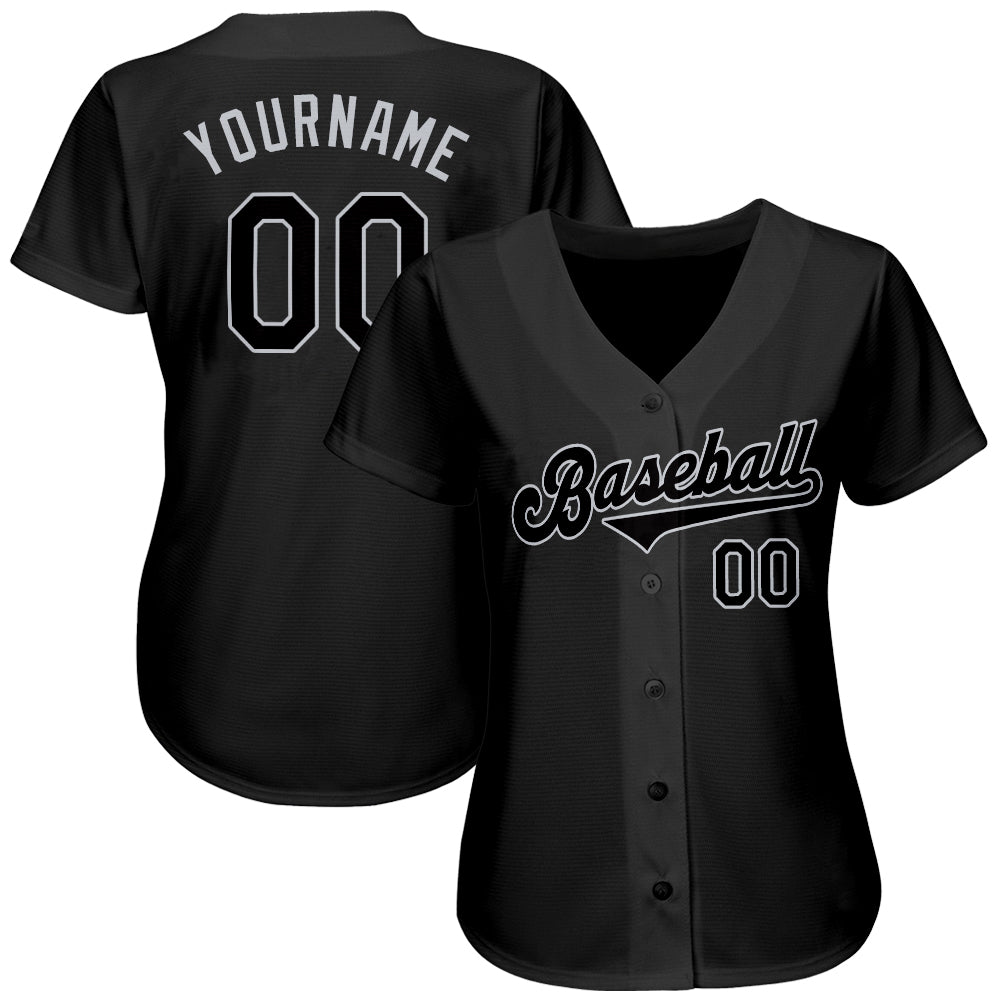Custom Black Black-Gray Authentic Baseball Jersey | CBJ-0022