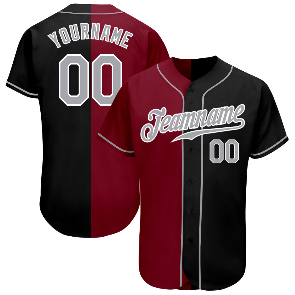 custom black gray crimson authentic split fashion baseball jersey cbj 2056 fszgd