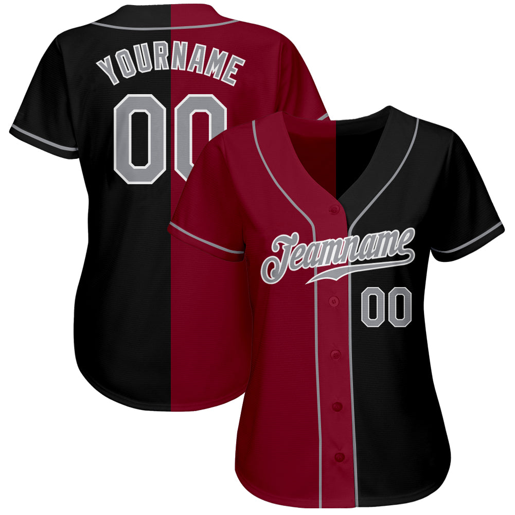 custom black gray crimson authentic split fashion baseball jersey cbj 2056 p13wz