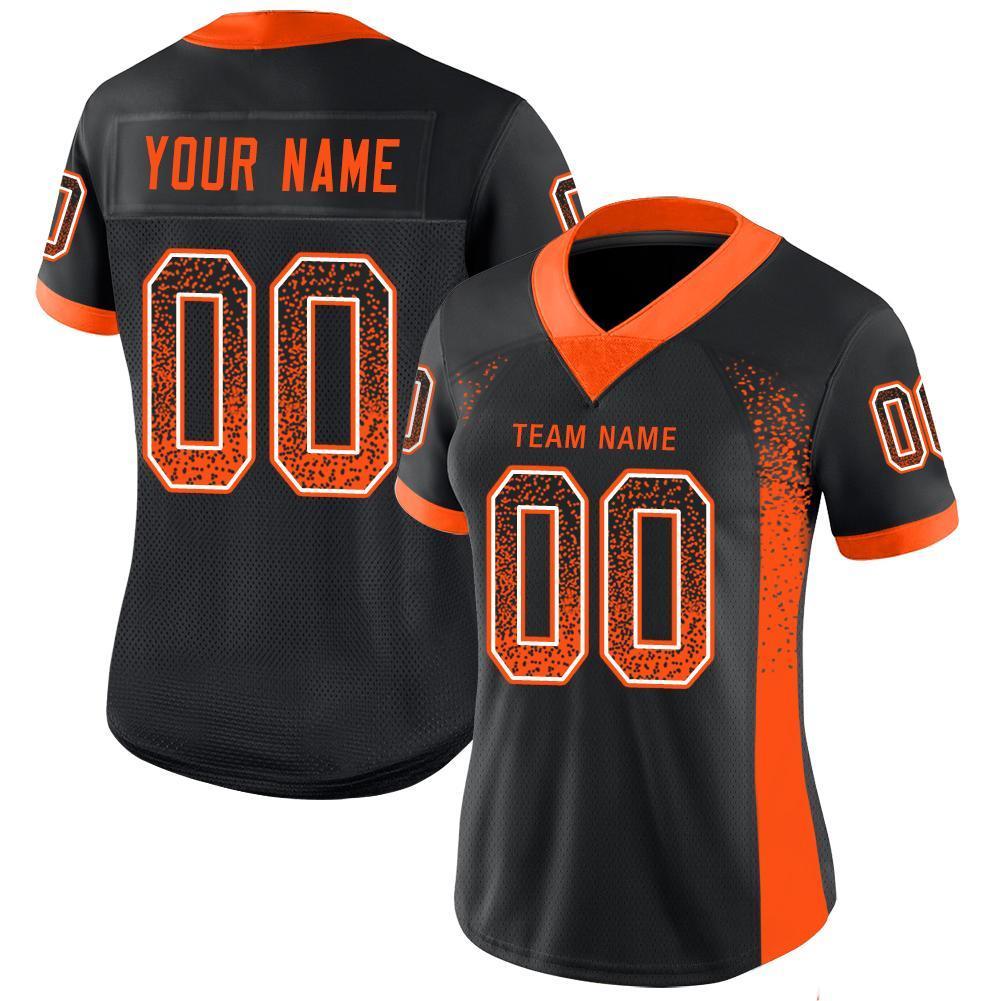 Custom Black Orange-White Mesh Drift Fashion Football Jersey| CFJ-0043
