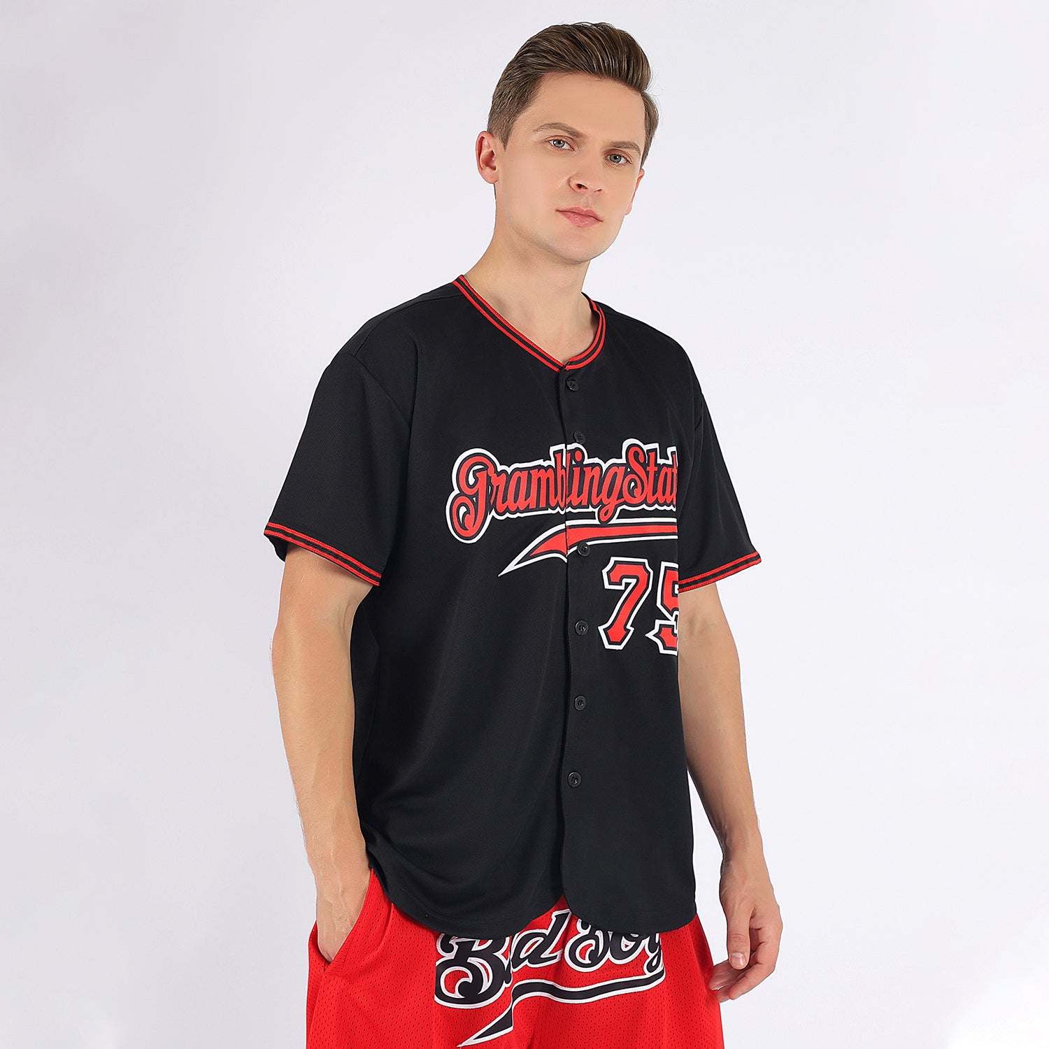 Custom Black Red-White Authentic Baseball Jersey | CBJ-0015