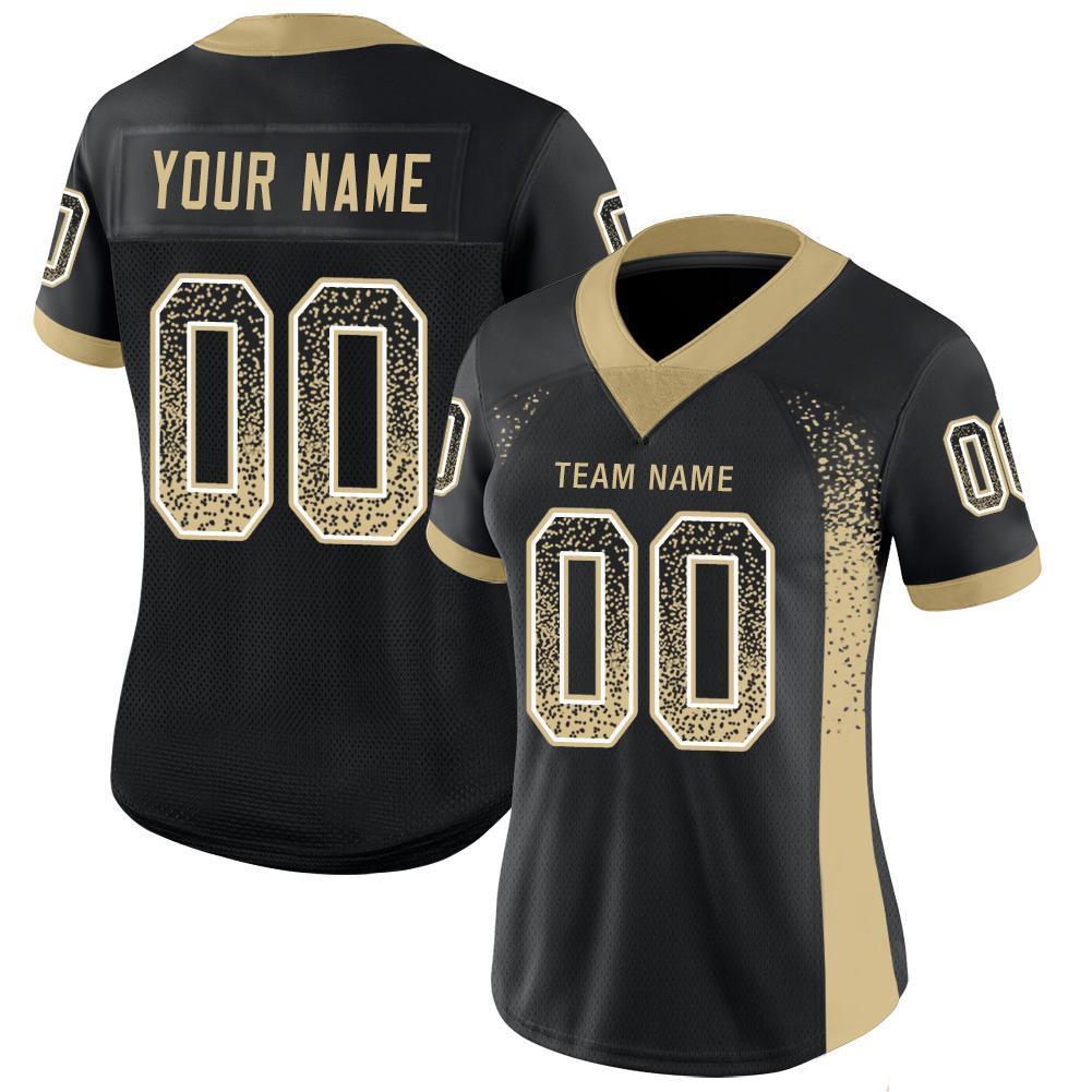 Custom Black Vegas Gold-White Mesh Drift Fashion Football Jersey| CFJ-0015