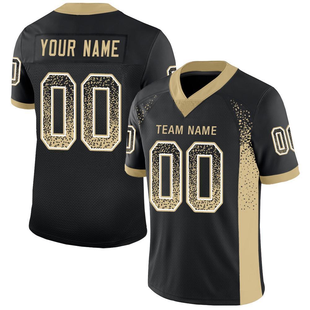 Custom Black Vegas Gold-White Mesh Drift Fashion Football Jersey| CFJ-0015