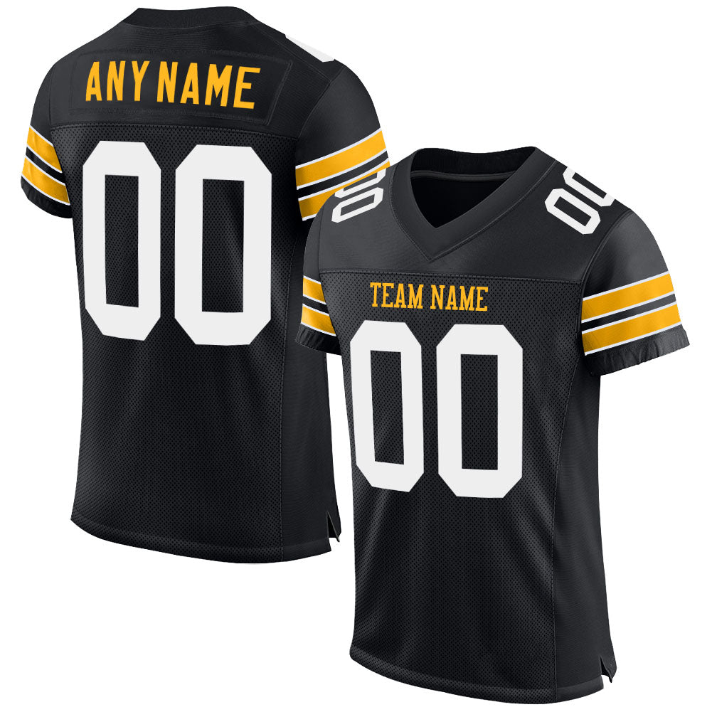 Custom White Steel Gray-Old Gold Mesh Authentic Football Jersey| CFJ-0547