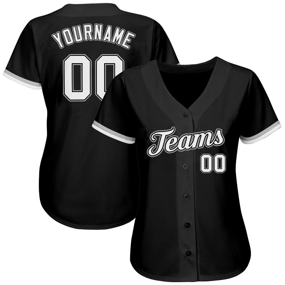 Custom Black White-Gray Authentic Baseball Jersey | CBJ-0023
