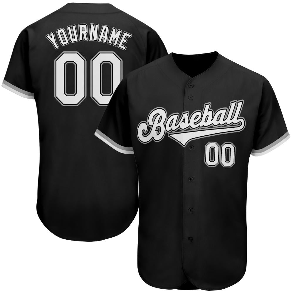 Custom Black White-Gray Authentic Baseball Jersey | CBJ-0027