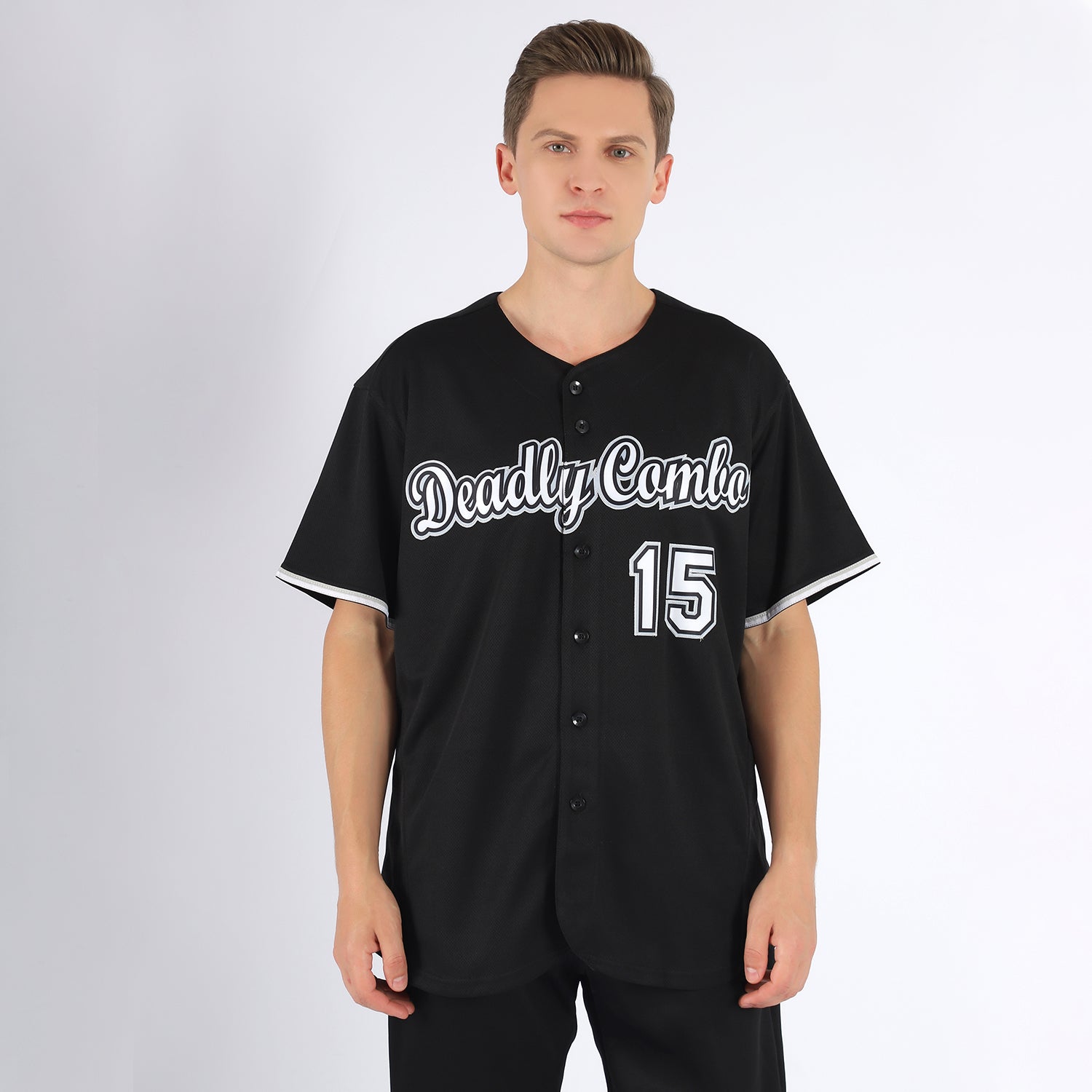 Custom Black White-Gray Baseball Jersey | CBJ-0004