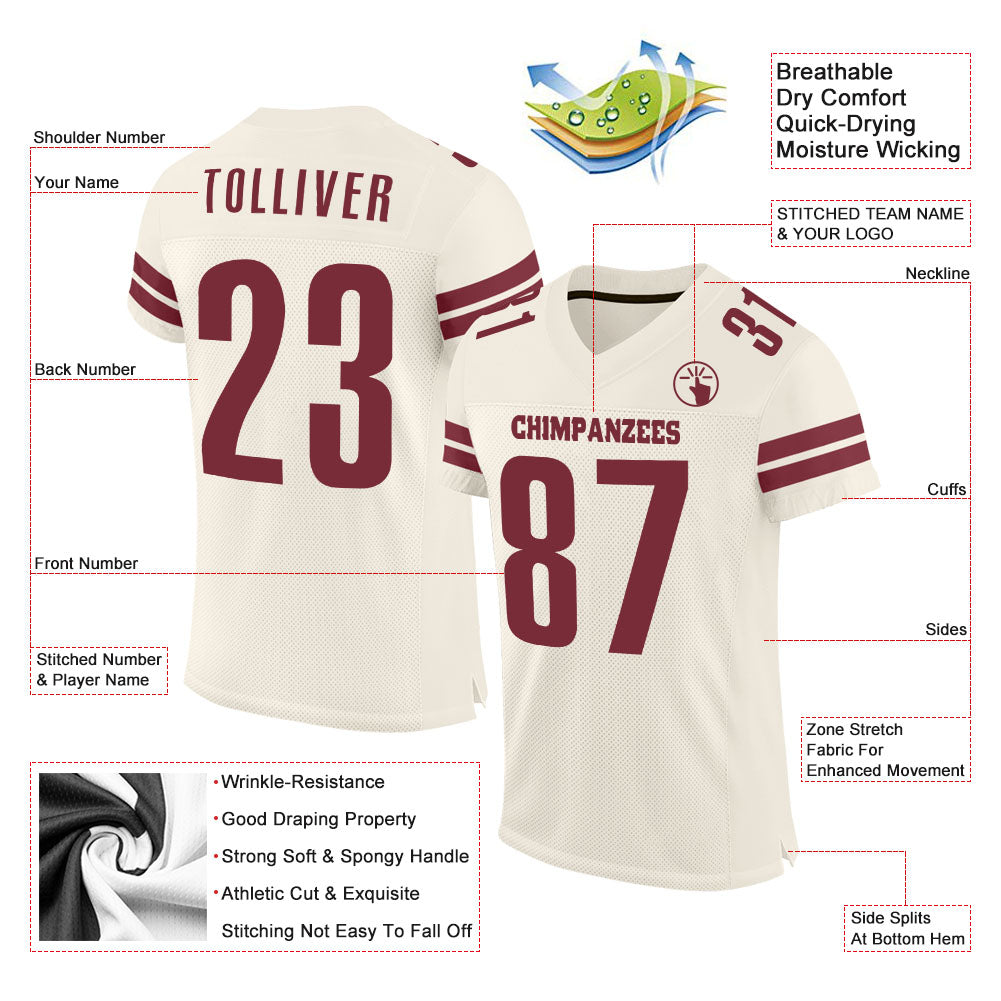 custom cream burgundy mesh authentic football jersey cfj 0630 ngyyp