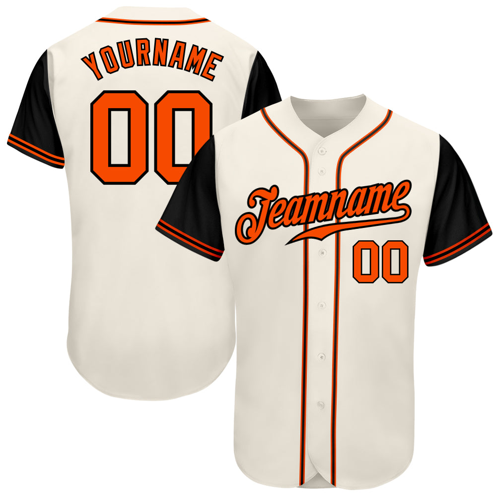 Custom Cream Orange-Black Authentic Two Tone Baseball Jersey | CBJ-2238