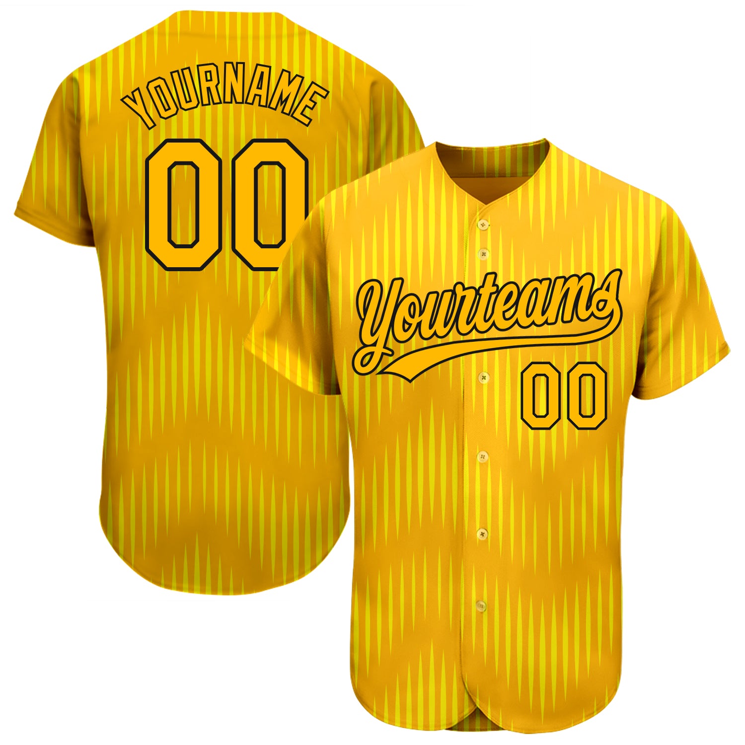Custom Gold Gold-Black 3D Pattern Design Authentic Baseball Jersey | CBJ-4523