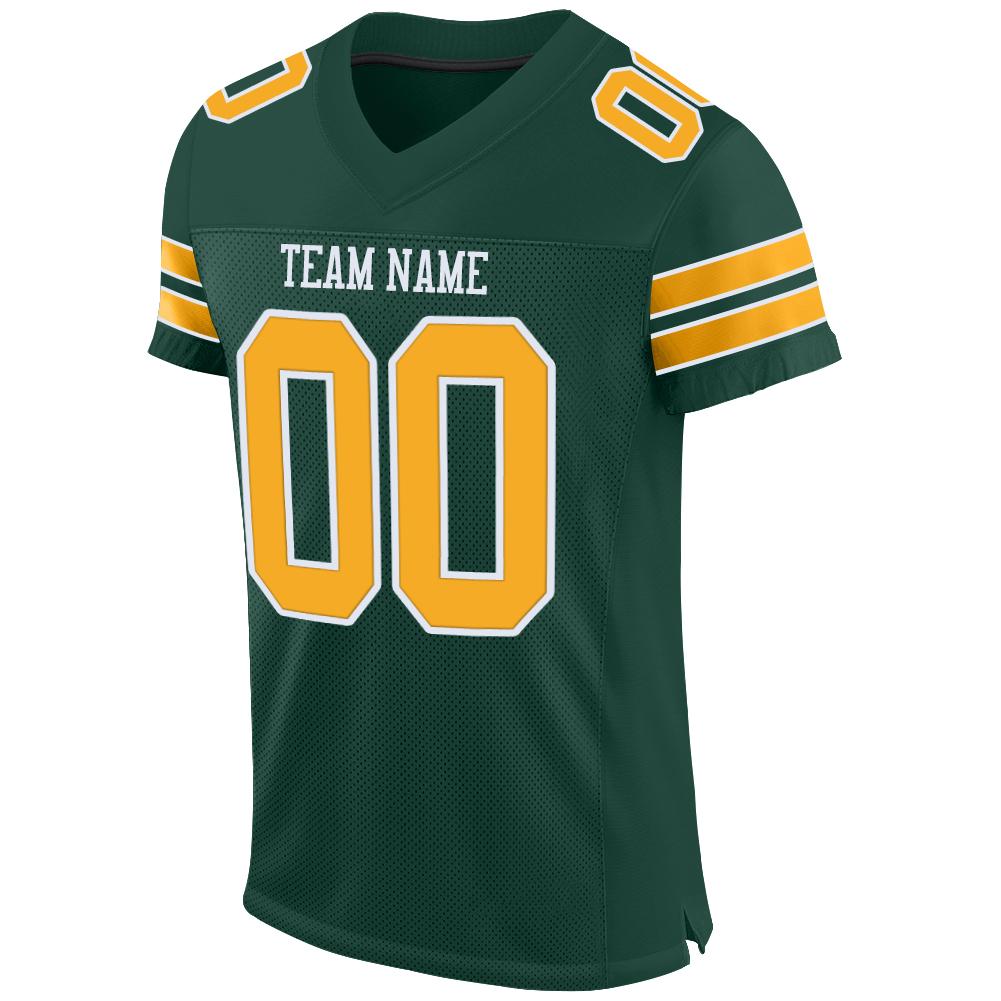 Custom Green Gold-White Mesh Authentic Football Jersey| CFJ-1133
