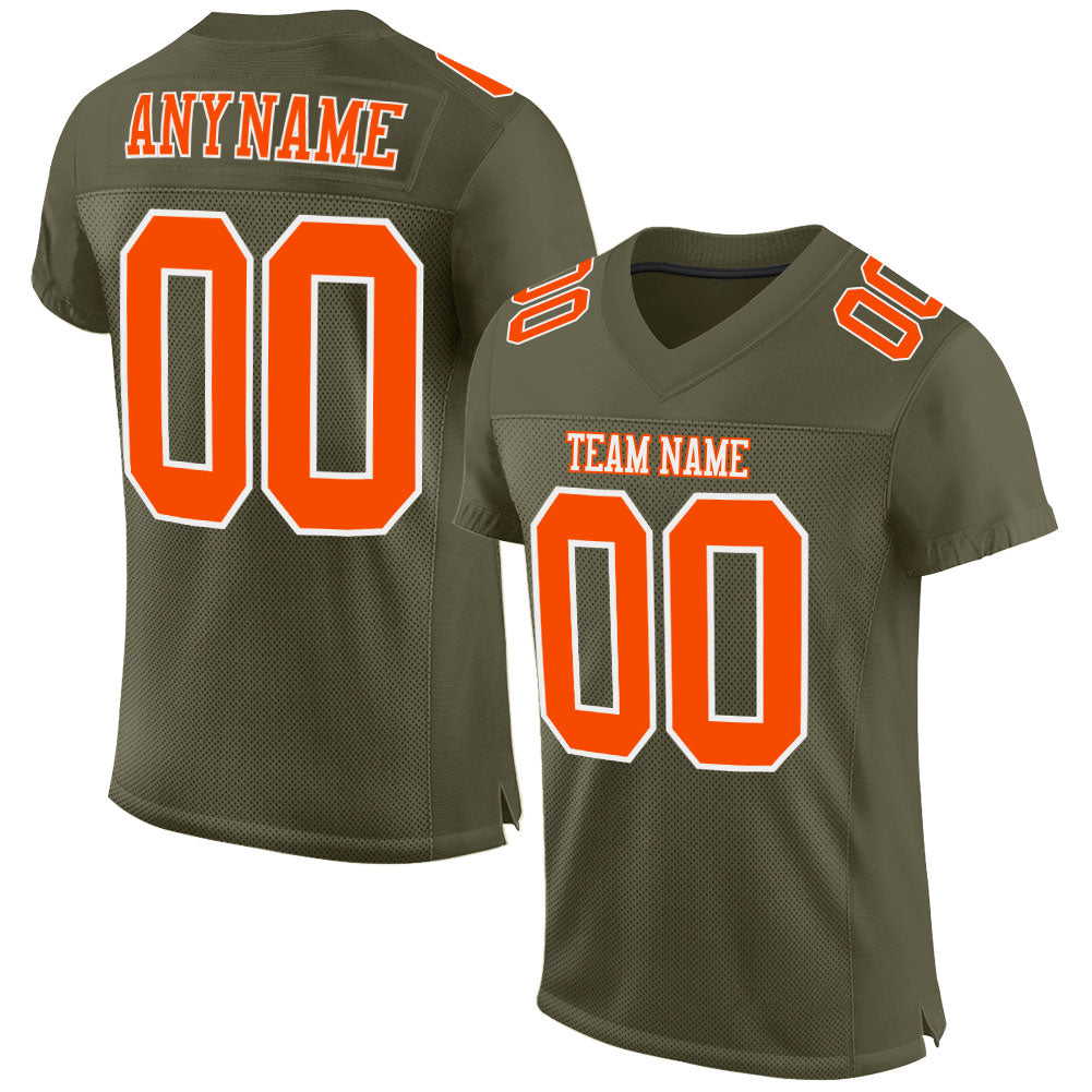 Custom Olive Black Mesh Authentic Salute To Service Football Jersey| CFJ-0211